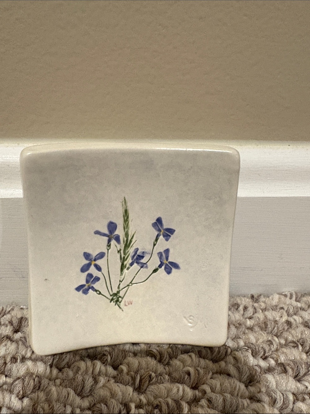 Salt Marsh Pottery Floral Ceramic with Blue Violet Flowers